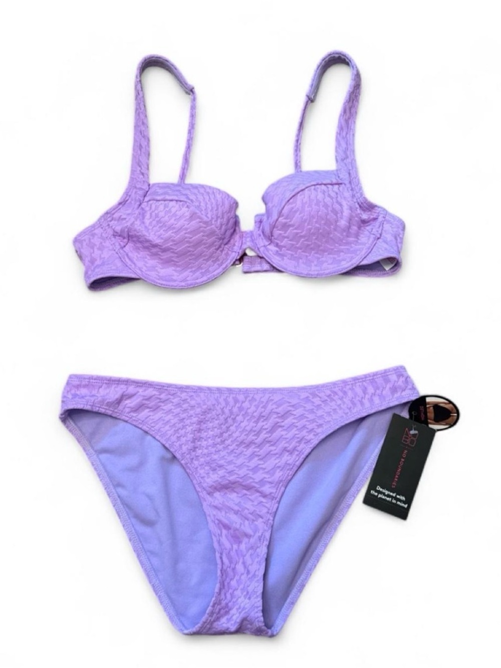 No Boundaries Lilac Textured Bikini Set